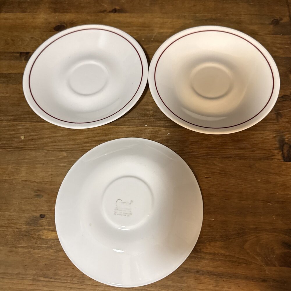 Vintage Corelle Burgundy Rose 6-1/4" Saucers Set of 3